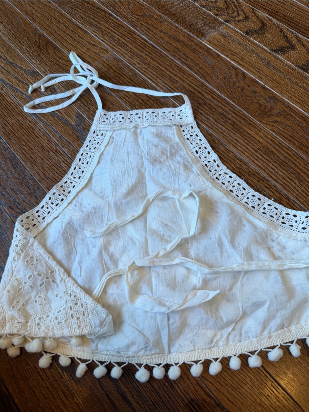 American Eagle Outfitters White Crochet Pom-Pom Halter Skort Top - Picture 2 of 4